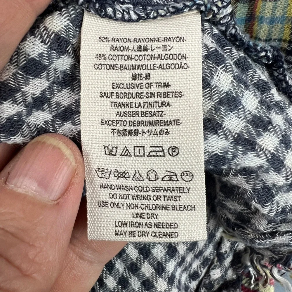 Free People Come On Over Plaid Button-down Swing Top Size XS‎ Oversized Raw Hem